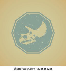 Triceratops skull logo with retro style