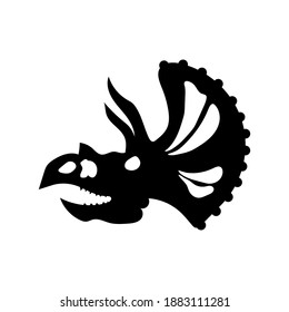 Triceratops skull silhouette, vector illustration