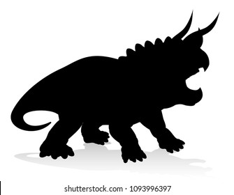 A triceratops three horned dinosaur silhouette