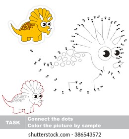 Triceratops in vector to be traced by numbers. Vector visual game for children.