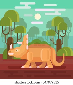 Triceratops vector flat illustration