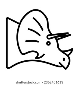 Triceratops Vector Icon, Lineal style icon, from Animal Head icons collection, isolated on white Background