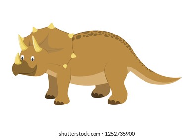 Triceratops vector illustration in cartoon style for kids. Dinosaurs Collection.