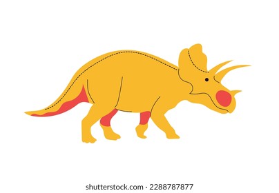 Triceratops vector illustration isolated on white background. Dinosaurs of the Jurassic period.