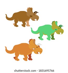Triceratops. Vector illustration of large prehistoric animals. Various trendy colors.