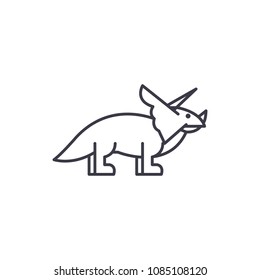 triceratops vector line icon, sign, illustration on background, editable strokes