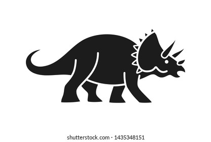 Triceratops, Vektorsilhouette. Cute Dinosaurier, schwarze Silhouette einzeln auf weißem Hintergrund.