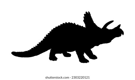 Triceratops vector silhouette illustration isolated on white background. Dinosaurs symbol. Triceratops horridus dinosaur shape. Jurassic era. Styralosaurus shadoow. Dino sign.