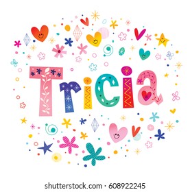 Tricia girls name decorative lettering type design