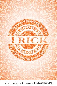 Trick abstract orange mosaic emblem