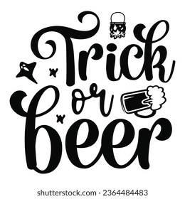 Truco o Cerveza - Feliz Diseño de camisetas de Halloween, Feliz Halloween, acción de gracias, otoño, calabaza, diseño de citas, archivos editables de Vector EPS, puede descargar este diseño.