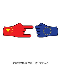trick china, attack eu color icon on white background