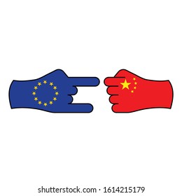 trick eu, attack china color icon on white background