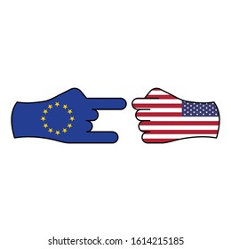 trick eu, attack usa color icon on white background