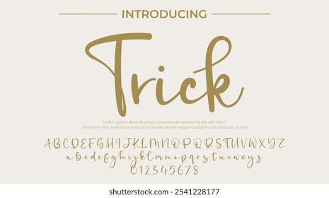 Trick Font Pincel elegante pintado com letras maiúsculas vetoriais, alfabeto, fonte