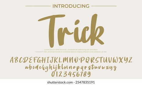 Trick Font Pincel elegante pintado com letras maiúsculas vetoriais, alfabeto, fonte