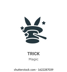 Trick glyph icon vector on white background. Flat vector trick icon symbol sign from modern magic collection for mobile concept and web apps design.