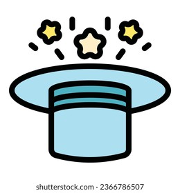 Trick hat icon outline vector. Circus show. Magician design color flat