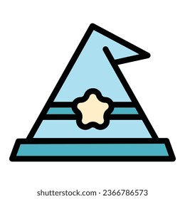 Trick hat icon outline vector. Magician show. Top design color flat