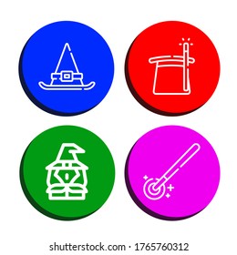 trick icon set. Collection of Witch hat, Magician, Witch, Magic wand icons
