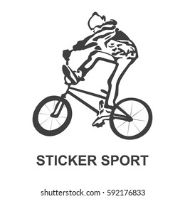 the trick on a sport bike label, emblem. extreme jump.