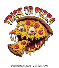 Trick Or Pizza Funny Halloween t-shirt Design