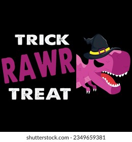 Trick rawr treat dinosaur halloween t-shirt design