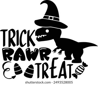 Trick Rawr Treat Lustiges Halloween Dinosaurier Typografie Design