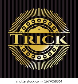 Trick glänzendes Emblem. Vektorillustration Illustration. Detaillierte Angaben.