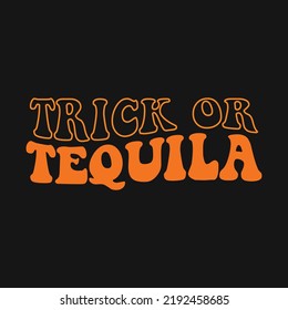 Trick or Tequila Halloween Retro Wavy T-shirt