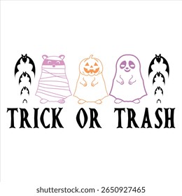 Trick Or Trash  Fanny Halloween T-shirt Design
