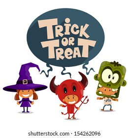 Trick or tread. Vector Illustration of Halloween theme.