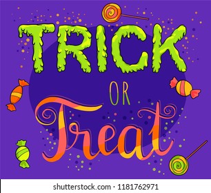 Trick or Treat Background with cute text and candy