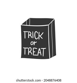 Trick or Treat Bag Icon Silhouette Illustration. Halloween Vector Graphic Pictogram Symbol Clip Art. Doodle Sketch Black Sign.