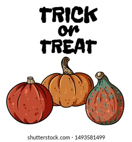 Trick or treat banner. Cute halloween pumpkin image