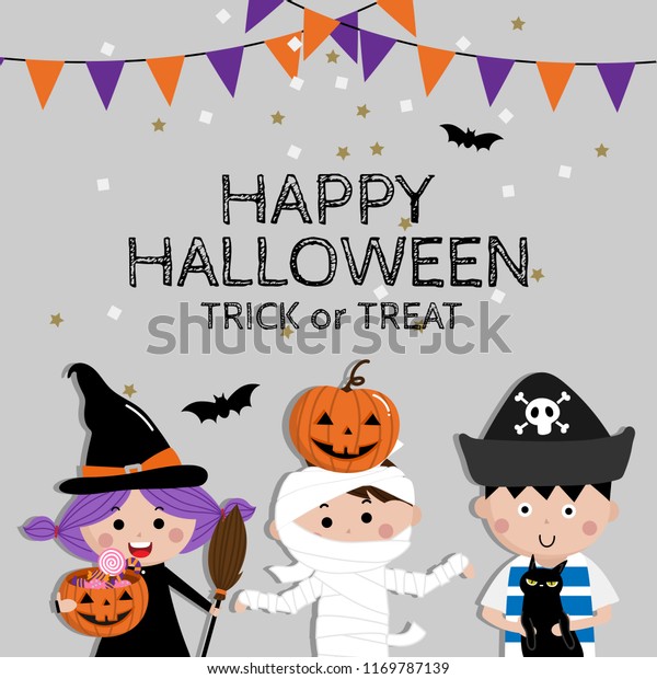 Trick Treat Banner Halloween Cartoon Character Stock Vector (Royalty Free)  1169787139