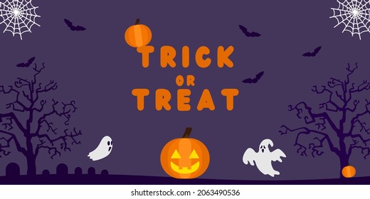 Trick or treat banner that is suitable for use during Halloween celebrations