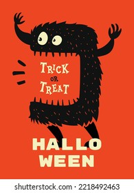 Trick or treat big monster vector illustration for Halloween party