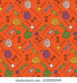 Trick or treat candy children seamless pattern