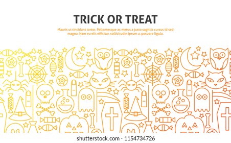 Trick or Treat Concept. Vector Illustration of Line Website Design. Banner Template.