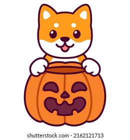 Trick Treat Cute Cartoon Shiba Inu Stock Vector (Royalty Free ...