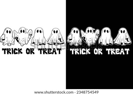 Trick or treat, Cute ghost, Halloween t shirt design.