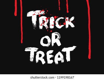 Trick or treat. Design element for Halloween. Lettering design template. Hand drawn brush calligraphy for greeting, invitation or poster.