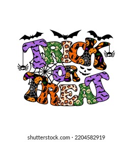 Trick Or Treat design with leopard texture for Halloween celebration