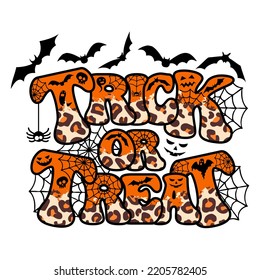 Trick Or Treat design with leopard texture for Halloween celebration