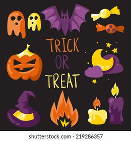 Trick or treat elements vector Halloween set