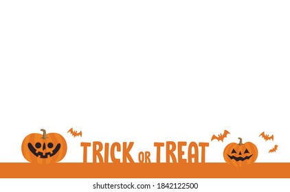 Trick or treat foot banner for halloween party. Cute pumpkin illustration. 
