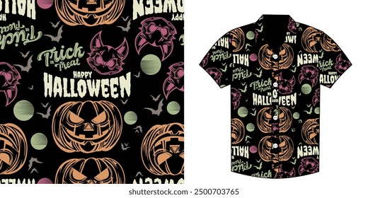 Trick or Treat Fun Frightening Halloween Vector Patterns