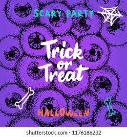 Trick or Treat Greeting Card.  Vector Illustration of Holiday Design.