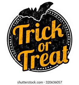 Trick or treat grunge rubber stamp on white background, vector illustration